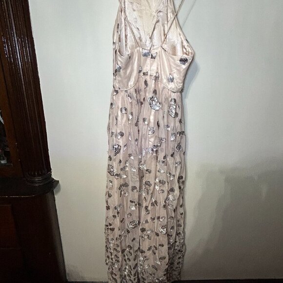 Gianni Bini Rose Embroidered Halter Gown - Picture 6 of 10